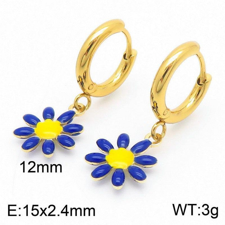 Kalen Stainless Steel Flower Drop Earrings Wholesale for Women - kalen