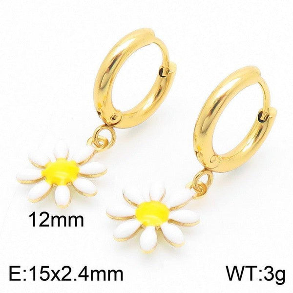 Kalen Stainless Steel Flower Drop Earrings Wholesale for Women - kalen