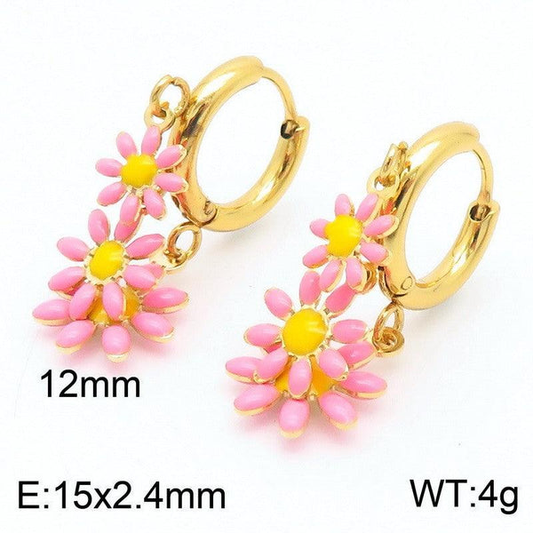 Kalen Stainless Steel Flower Drop Earrings Wholesale for Women - kalen