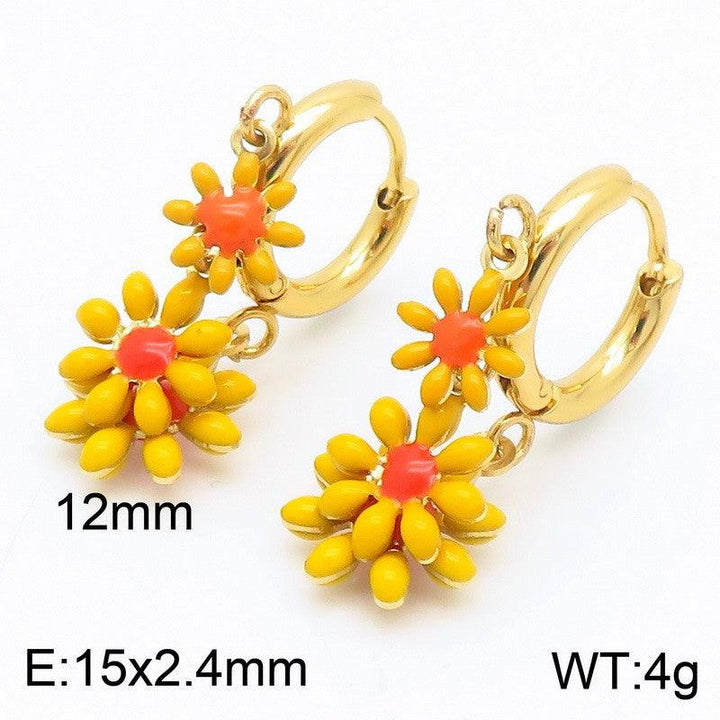 Kalen Stainless Steel Flower Drop Earrings Wholesale for Women - kalen