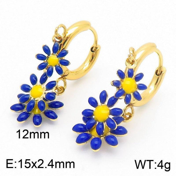 Kalen Stainless Steel Flower Drop Earrings Wholesale for Women - kalen