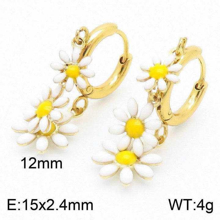 Kalen Stainless Steel Flower Drop Earrings Wholesale for Women - kalen