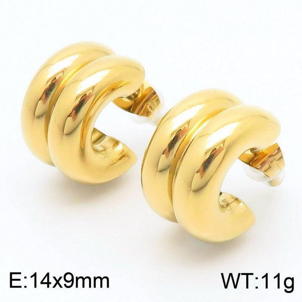 Kalen Stainless Steel Gold Plated Stud Earrings Wholesale for Women - kalen