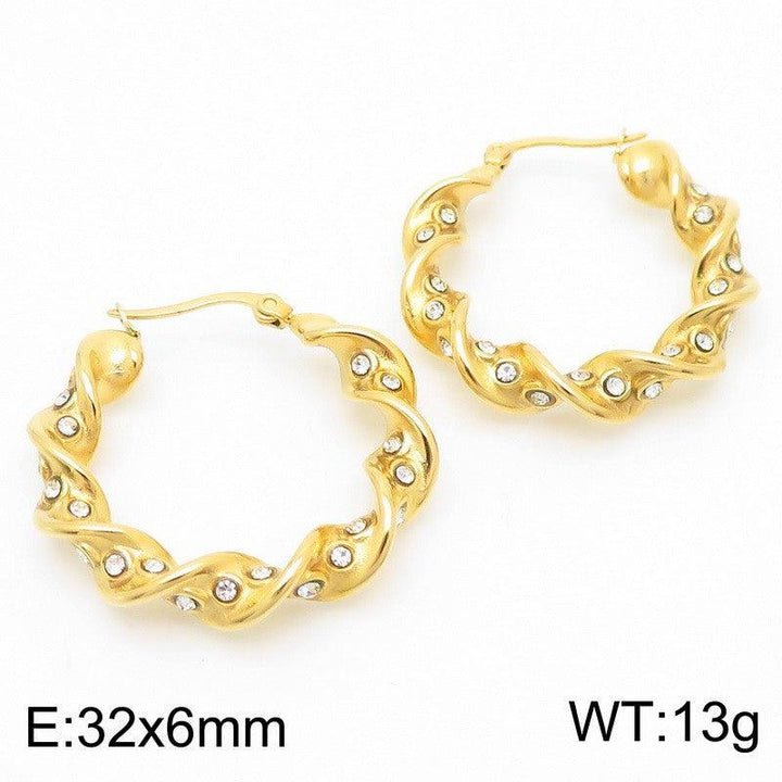 Kalen Stainless Steel Zircon Hoop Earrings Wholesale for Women - kalen