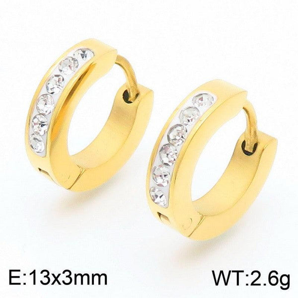 Kalen Stainless Steel Huggie Zircon Hoop Earrings Wholesale for Women - kalen