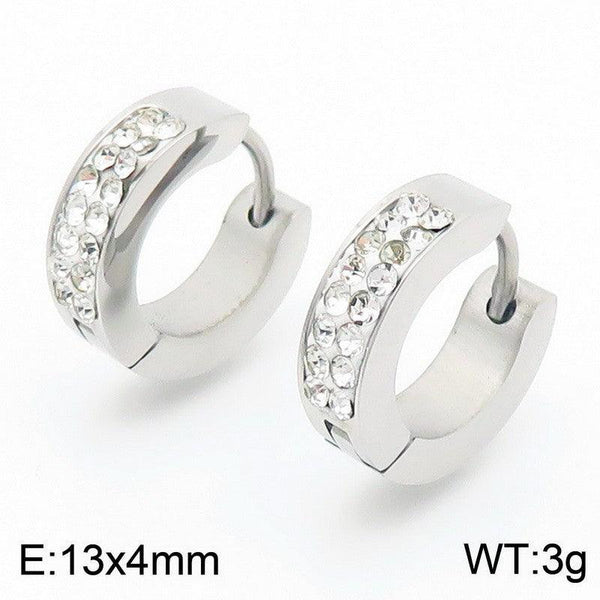 Kalen Stainless Steel Zircon Huggie Hoop Earrings Wholesale for Women - kalen