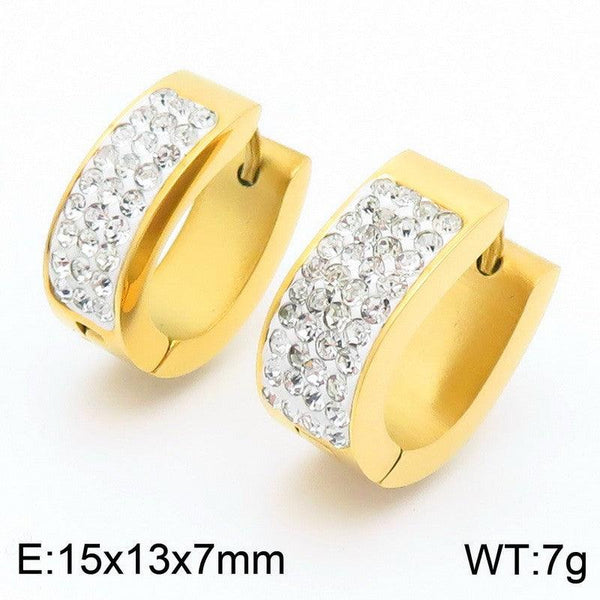 Kalen Stainless Steel Huggie Zircon Hoop Earrings Wholesale for Women - kalen