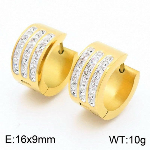 Kalen Stainless Steel Huggie Zircon Hoop Earrings Wholesale for Women - kalen