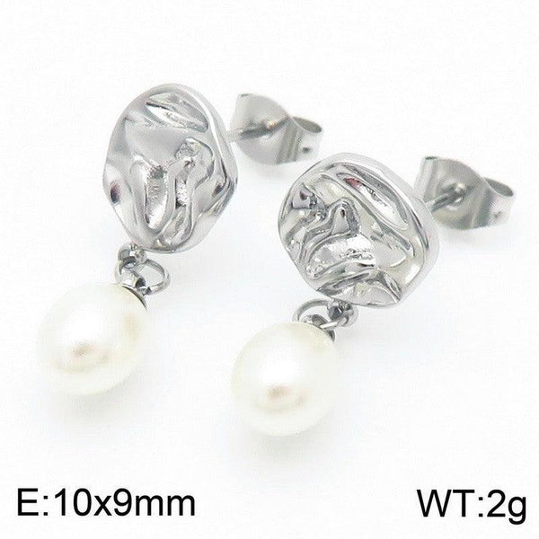 Kalen Stainless Steel Pearl Drop Earrings Wholesale for Women - kalen