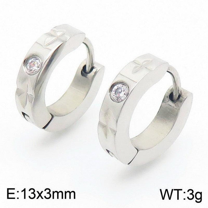 Kalen Stainless Steel Zircon Huggie Hoop Earrings Wholesale for Women - kalen