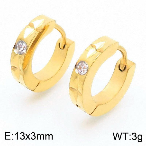 Kalen Stainless Steel Huggie Zircon Hoop Earrings Wholesale for Women - kalen