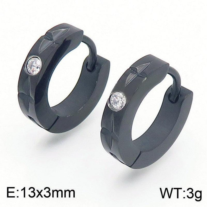 Kalen Stainless Steel Black Huggie Zircon Hoop Earrings Wholesale for Women - kalen