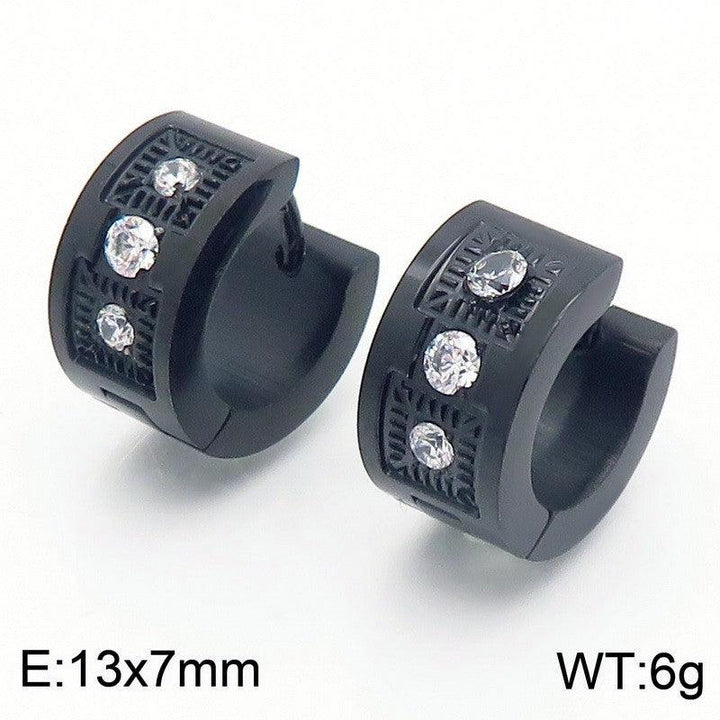 Kalen Stainless Steel Black Huggie Zircon Hoop Earrings Wholesale for Women - kalen