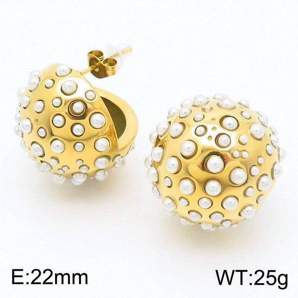 Kalen Stainless Steel Gold Plated Crystal CZ Stud Earrings for Women - kalen