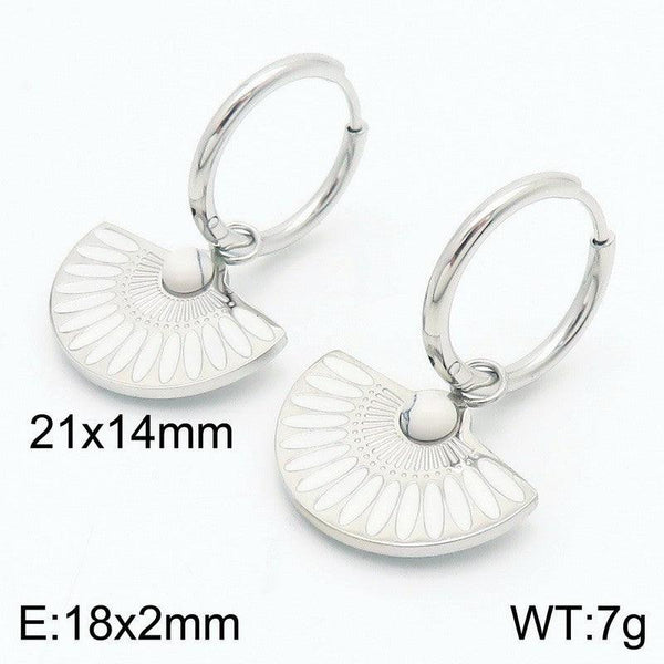 Kalen Stainless Steel Fan Enamel Drop Earrings Wholesale for Women - kalen