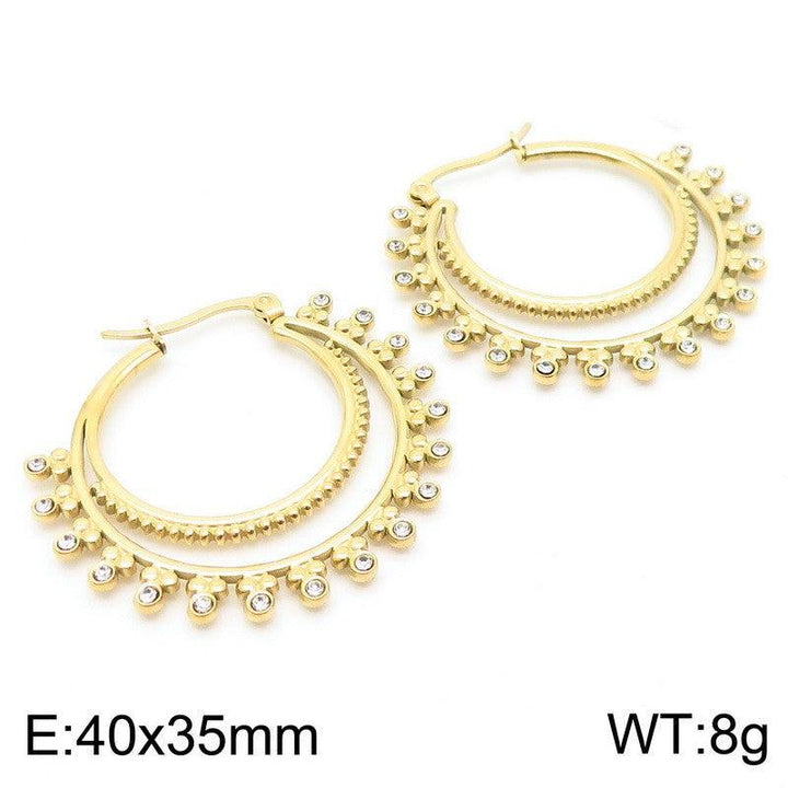 Kalen Stainless Steel Zircon Hoop Earrings Wholesale for Women - kalen