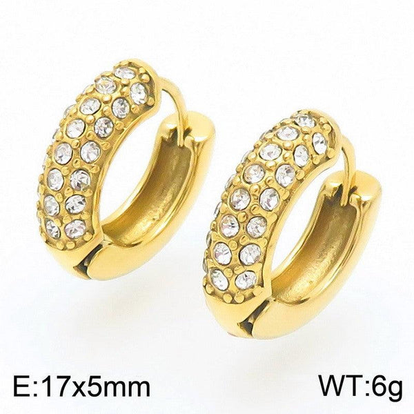 Kalen Stainless Steel Zircon Hollow Hoop Earrings Wholesale for Women - kalen