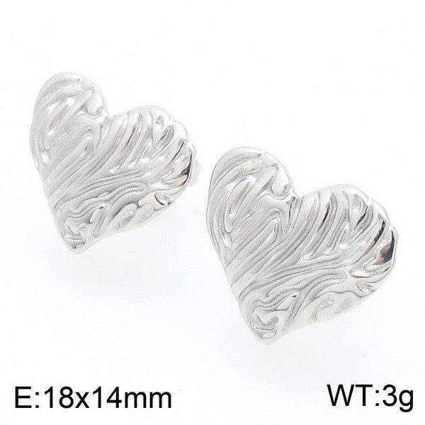 Kalen Stainless Steel Heart Stud Earrings Wholesale for Women - kalen
