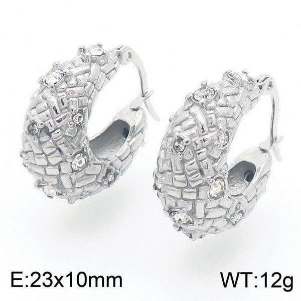 Kalen Stainless Steel Zircon Hollow Hoop Earrings Wholesale for Women - kalen