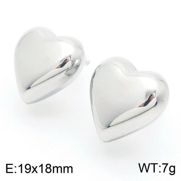 Kalen Stainless Steel Heart Stud Earrings Wholesale for Women - kalen