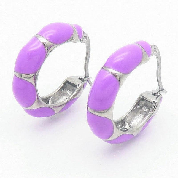 Kalen Stainless Steel Enamel Huggie Hoop Earrings Wholesale for Women - kalen