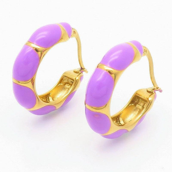 Kalen Stainless Steel Enamel Huggie Hoop Earrings Wholesale for Women - kalen