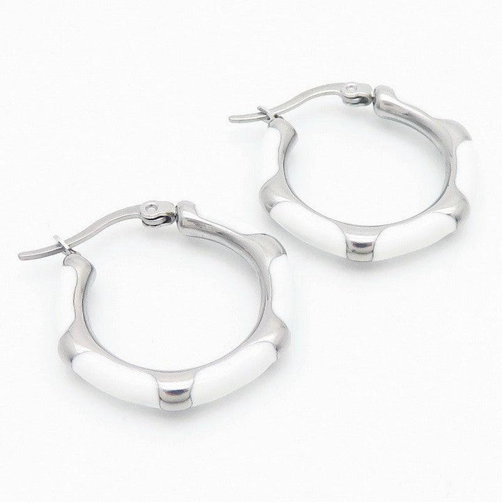 Kalen Stainless Steel Enamel Hoop Earrings Wholesale for Women - kalen