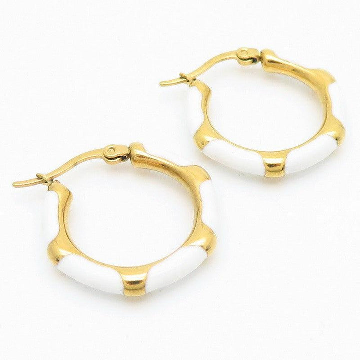 Kalen Stainless Steel Enamel Hoop Earrings Wholesale for Women - kalen