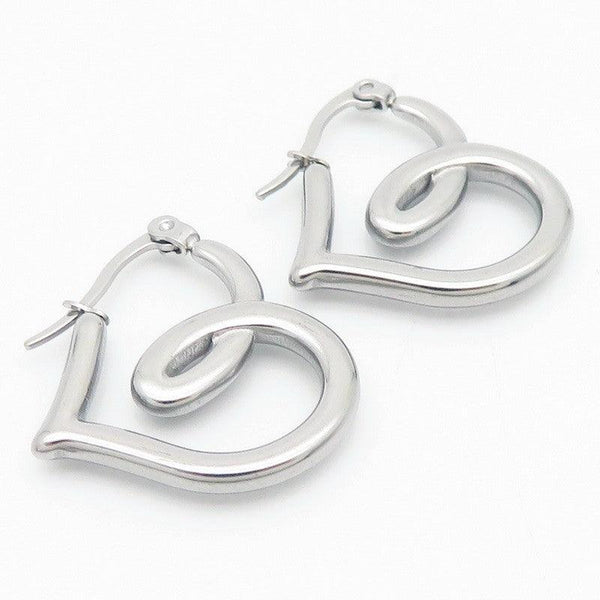 Kalen Stainless Steel Heart Hoop Earrings Wholesale for Women - kalen