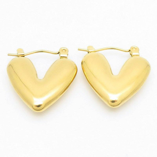 Kalen Stainless Steel Heart Hollow Hoop Earrings Wholesale for Women - kalen