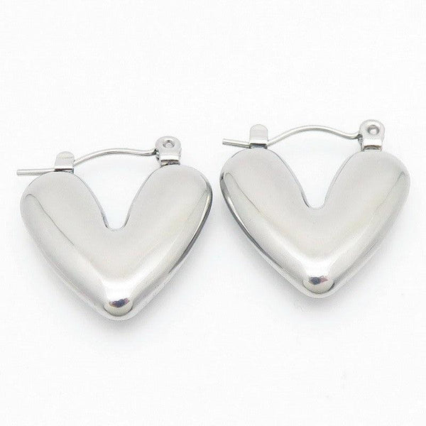 Kalen Stainless Steel Heart Hollow Hoop Earrings Wholesale for Women - kalen