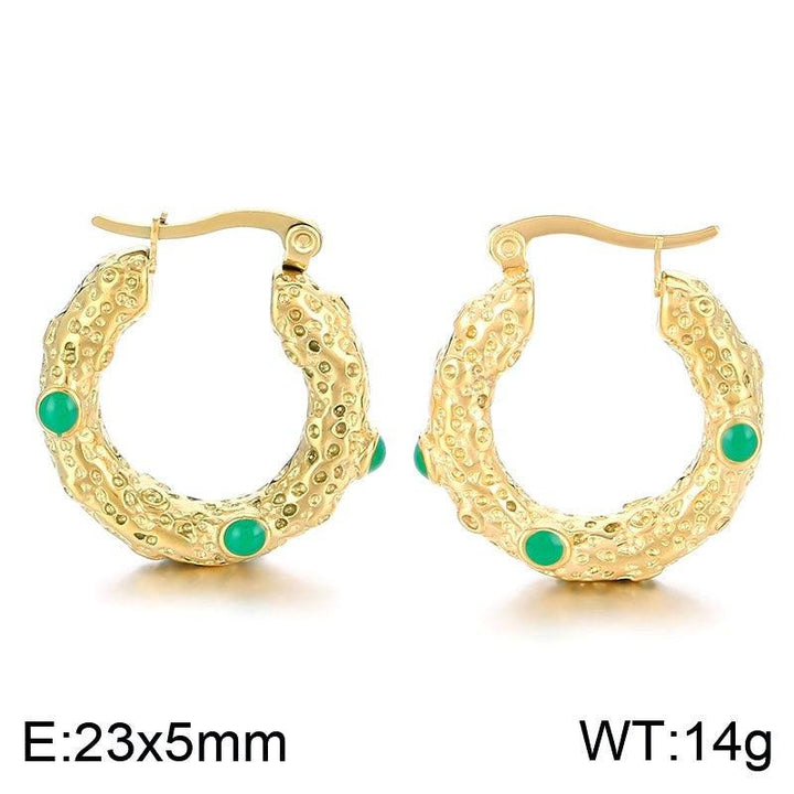 Kalen Stainless Steel Hollow Zircon Hoop Earrings Wholesale for Women - kalen