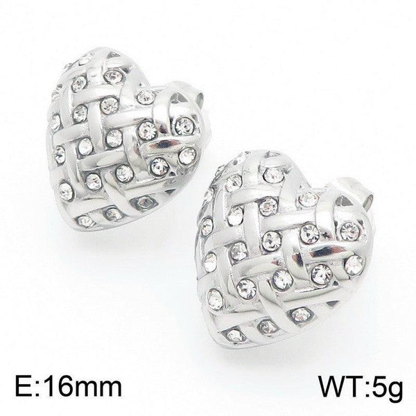 Kalen Stainless Steel Zircon Heart Stud Earrings Wholesale for Women - kalen