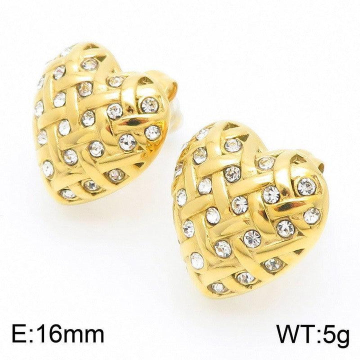 Kalen Stainless Steel Zircon Heart Stud Earrings Wholesale for Women - kalen