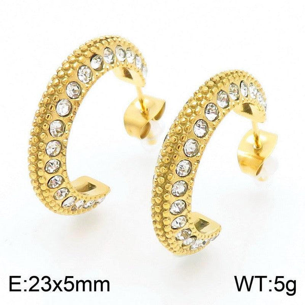 Kalen Stainless Steel Zircon Stud Earrings Wholesale for Women - kalen