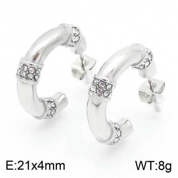 Kalen Stainless Steel Zircon Stud Earrings Wholesale for Women - kalen