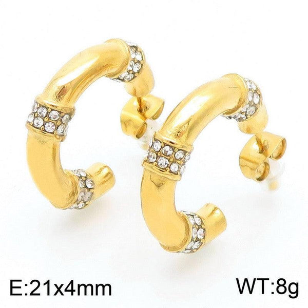 Kalen Stainless Steel Zircon Stud Earrings Wholesale for Women - kalen