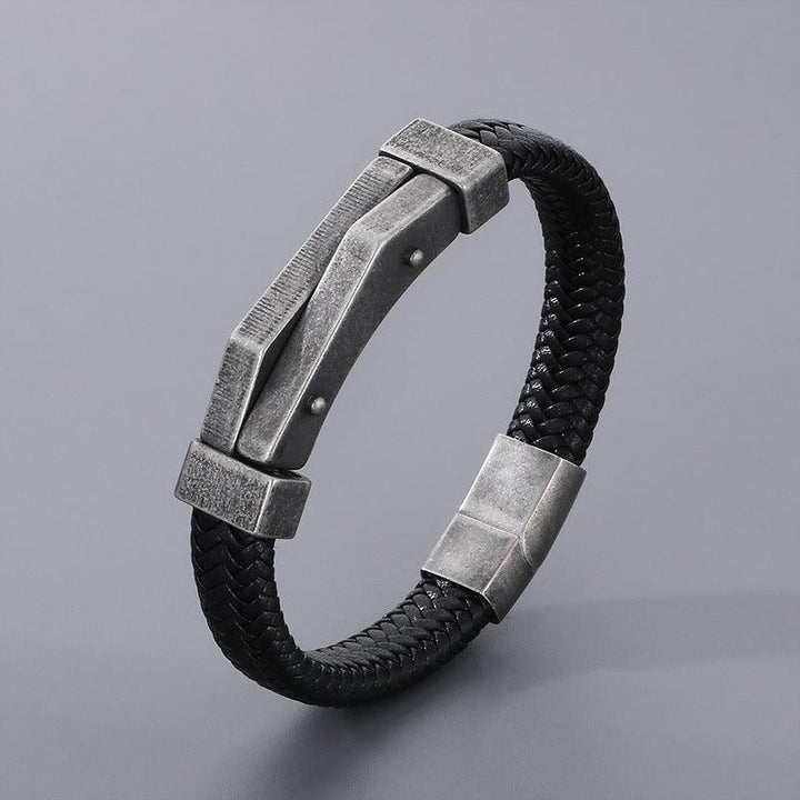 KALEN 12mm Cowhide Leather Stainless Steel Bracelet for Men - kalen