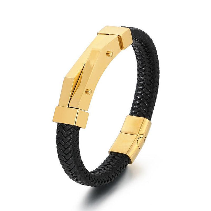 KALEN 12mm Cowhide Leather Stainless Steel Bracelet for Men - kalen