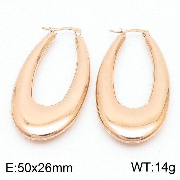 Kalen Stainless Steel Chunky Hollow U-Shape Bamboo Hoop Earrings for Women - kalen