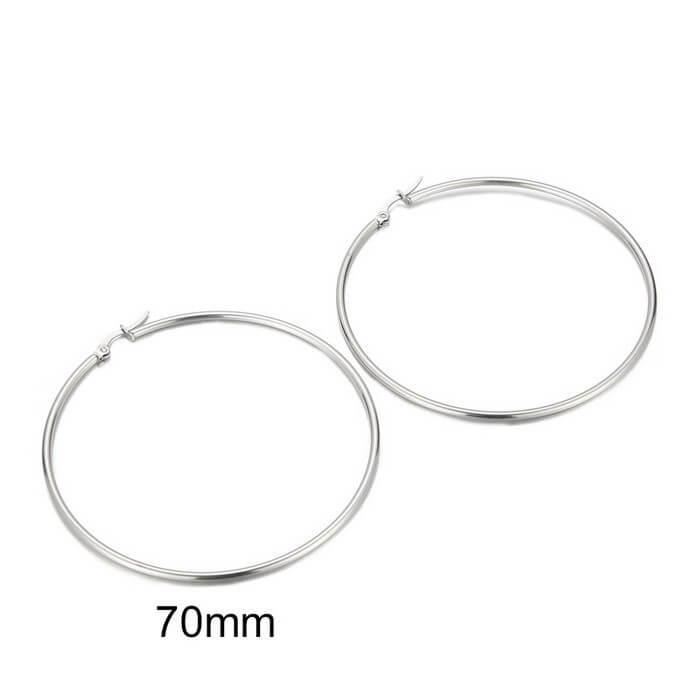 Kalen 12/15/20/25 30/40/50/60 70/80/90/100X2mm Stainless Steel Wholesale Hoop Earrings for women - kalen
