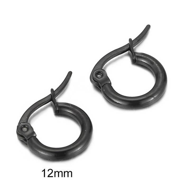 Kalen 12/15/20/25 30/40/50/60 70/80/90/100X2mm Stainless Steel Black Wholesale Hoop Earrings for Women - kalen