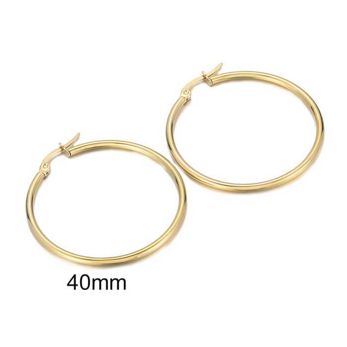 Kalen 12/15/20/25 30/40/50/60 70/80/90/100X2mm Wholesale Stainless Steel Circle Hoop Earrings for Women - kalen