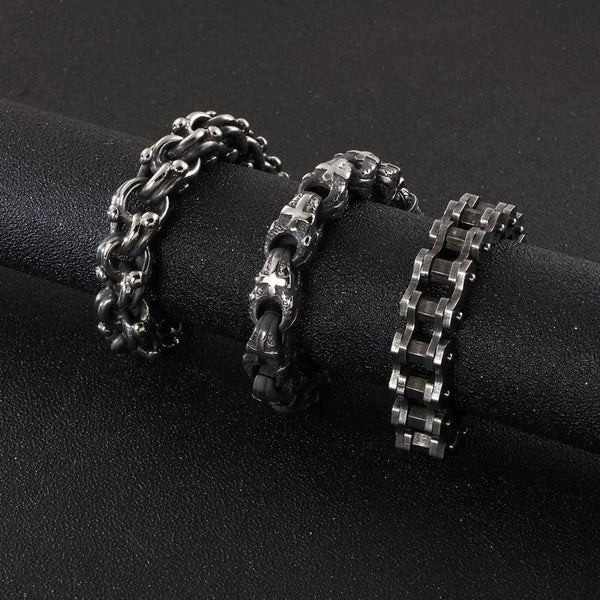 KALEN 10/17mm Punk Bicycle Chain Cross Charm Bracelet for Men - kalen