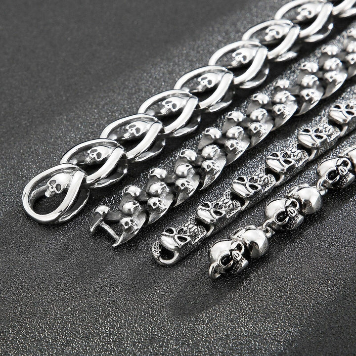 Kalen 12/13/16/17mm Gothic Skull Chain Bracelet for Men - kalen