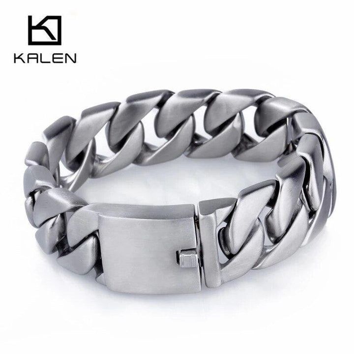 KALEN 17mm/20mm/24mm/32mm Stainless Steel Heavy Chunky Link Chain Bracelet for Men - kalen