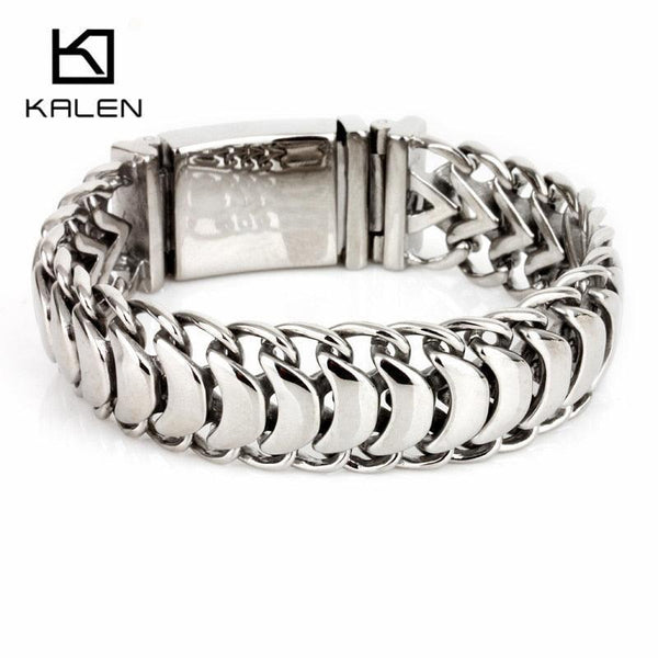 Kalen 19mm Stainless Steel Link Chain Bracelets for Men - kalen