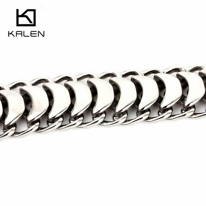 Kalen 19mm Stainless Steel Link Chain Bracelets for Men - kalen