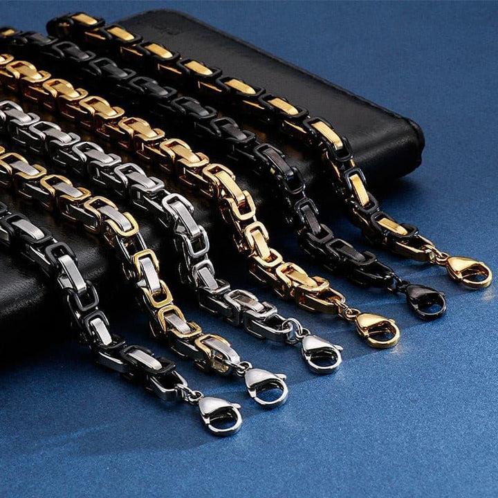 KALEN 4/6/8mm Stainless Steel Byzantine Chain Bracelet For Men - kalen