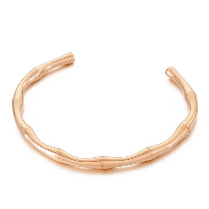 KALEN 5mm Stainless Steel Gold Color Bamboo Joint Cuff Bangles Bracelet For Women - kalen